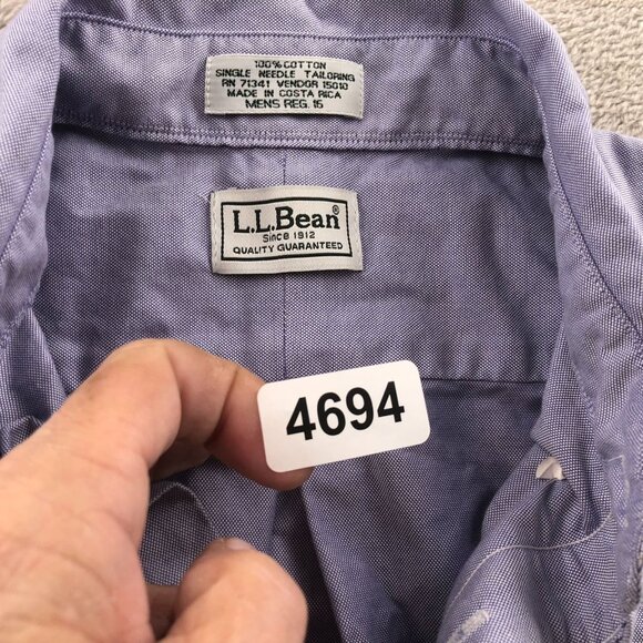 L.L.Bean Mens Dress Shirt Large 16 Neck Cotton Short Sleeve Classic Purple - Picture 12 of 12